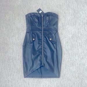 NWT Faux Leather Black Mini Dress